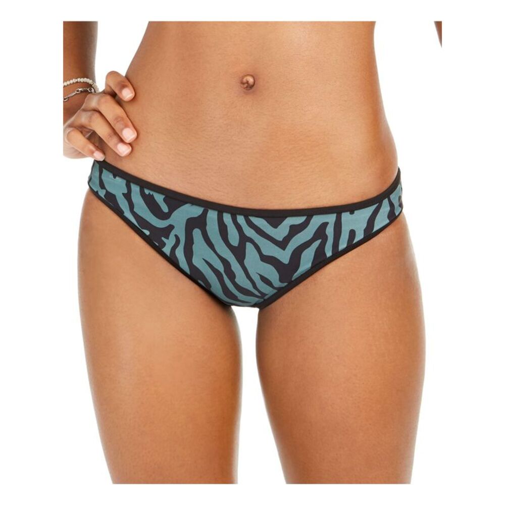 BAR III Women's Green Zebra Print Bikini Reversible Hipster Swimsuit Bottom XL